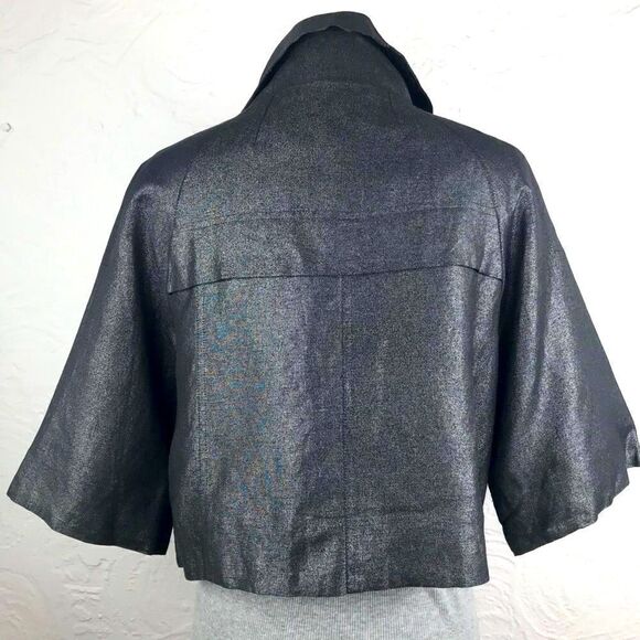 Sandro Sportswear Dark Gray Metallic Zip Up Short Sleeve Jacket - Picture 6 of 16